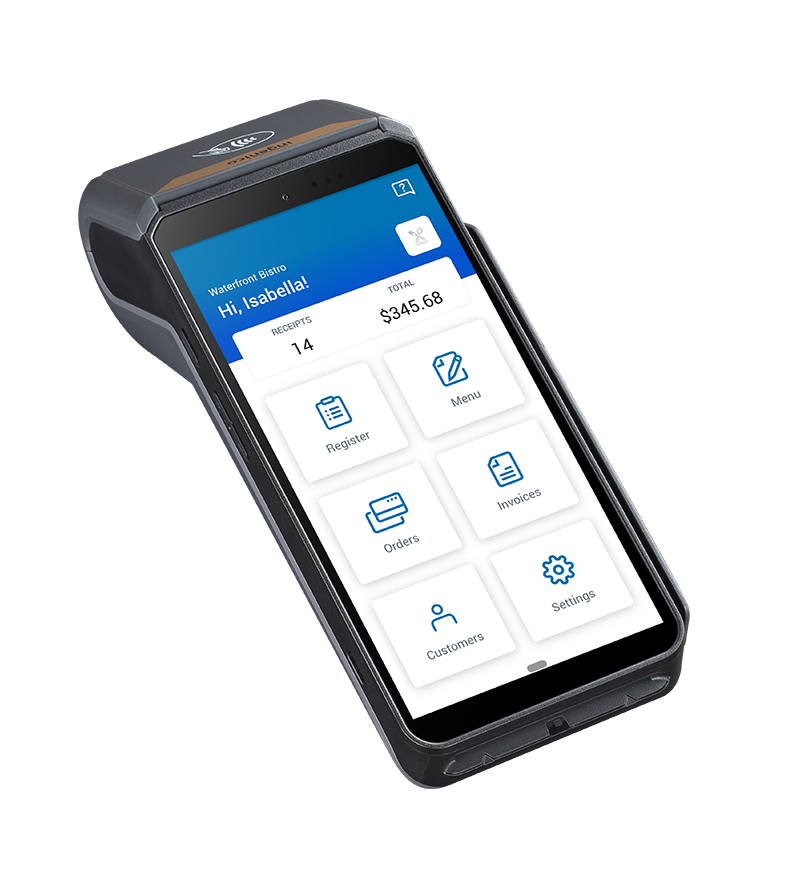 Elavon’s POS software displayed on tablet, laptop, and phone. 